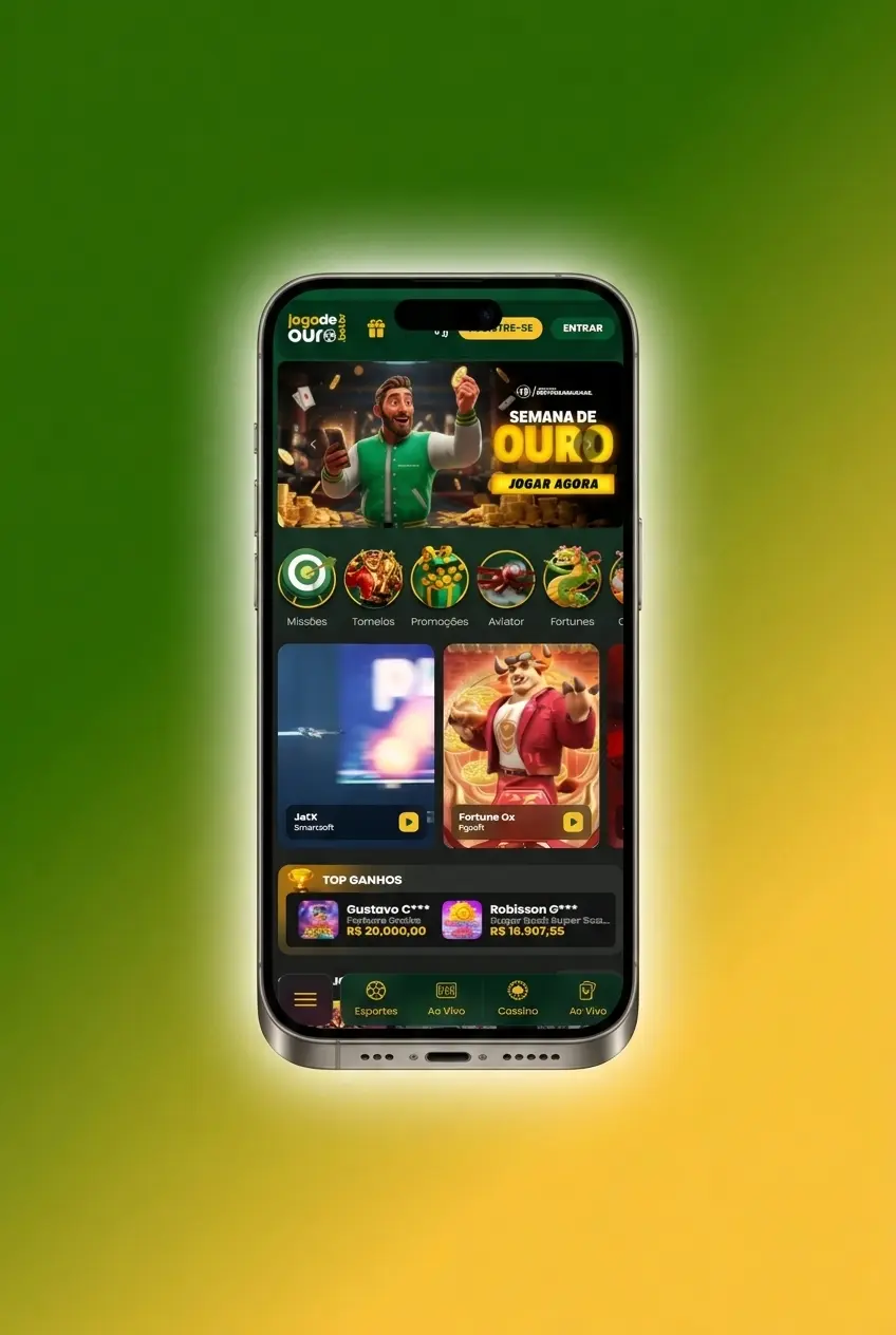 Aplicativo Jogo de Ouro para apostas em basquete com odds ao vivo, notificações push e Pix no Android e iOS